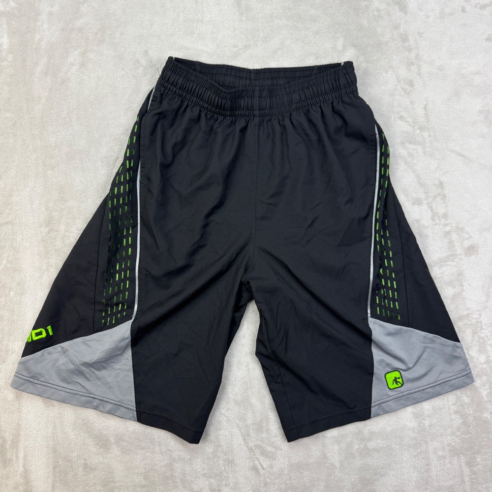 AND1 Basketball Shorts Mens Small Baggy Shiny Dazzle  Lime Green Athletic Gym